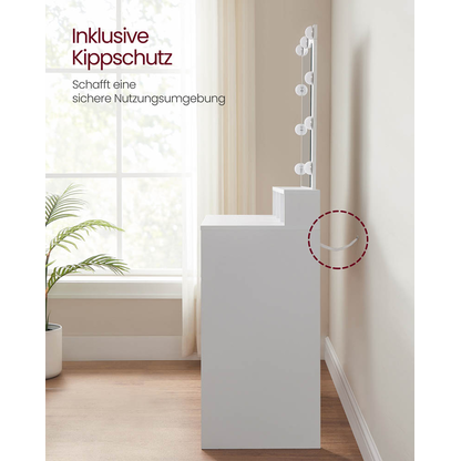 Artikelbild 9 für VASAGLE Schminktisch rechteckig Melamin, Spanplatte weiß 80,0 x 40,0 x 145,0 cm, 1 St., Artikelnummer 439057