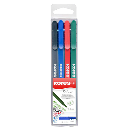 Artikelbild für Kores® K- Fineliner farbsortiert 0,4 mm, 4 St., Artikelnummer 766572