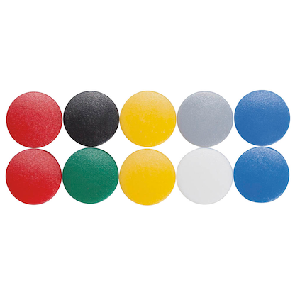 Artikelbild für MAUL Magnete farbsortiert, Kunststoff Ø 1,5 cm, 10 St., Artikelnummer 643009