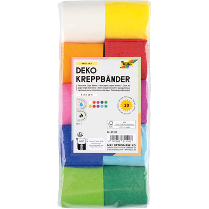Artikelbild für folia Krepppapier Dekobänder farbsortiert 32,0 g/qm 10 Rollen, Artikelnummer 776319