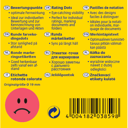 Artikelbild 3 für AVERY Zweckform Bewertungspunkte 3859 Gesicht, rot, 250 Etiketten, Artikelnummer 211621