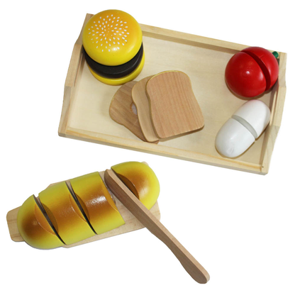 Artikelbild 4 für HAPPY PEOPLE® Kaufladen-Zubehör Holztablett mit Holzmahlzeit mehrfarbig, Artikelnummer 966827