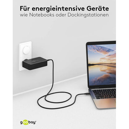 Artikelbild 6 für goobay Ladekabel mit Adapter schwarz, Kabellänge: 1,8 m, 90 Watt, Artikelnummer 557308