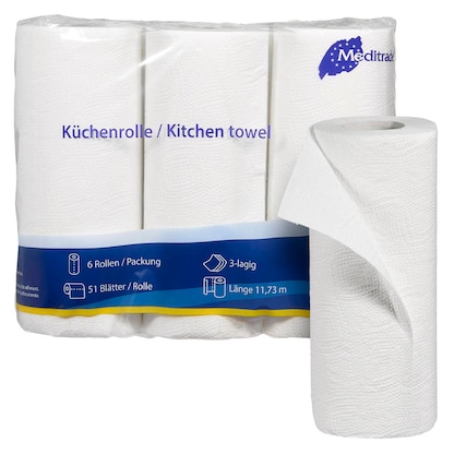 Artikelbild für Meditrade® Küchenrollen 3-lagig, 6 Rollen, Artikelnummer 655544