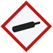 Gefahren-Piktogramm: schwarze Gasflasche in rotem Rahmen. Warnt vor Stoffen, die unter Druck stehen