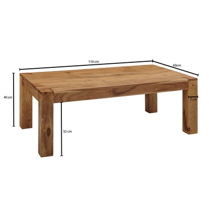 Artikelbild 2 für WOHNLING Couchtisch rechteckig Massivholz akazie 110,0 x 60,0 x 40,0 cm, 1 St., Artikelnummer 904934
