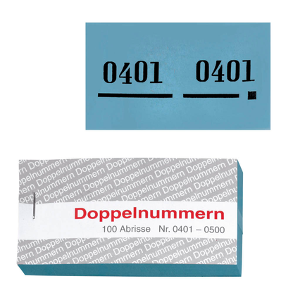 Artikelbild für WOLF & APPENZELLER Doppelnummernblöcke 0001-0100, 0101-0200, 0201-0300, 0301-0400, 0401-0500, blau, 5 Blöcke, Artikelnummer 241315