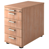 Artikelbild 1 für HAMMERBACHER Solid SC50 Standcontainer nussbaum 5 Auszüge Metall-Stangengriff chrom, gebürstet 42,8 x 80,0 x 72,0 - 76,0 cm, Artikelnummer 593602