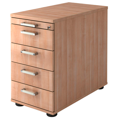 Artikelbild für HAMMERBACHER Solid SC50 Standcontainer nussbaum 5 Auszüge Metall-Stangengriff chrom, gebürstet 42,8 x 80,0 x 72,0 - 76,0 cm, Artikelnummer 593602