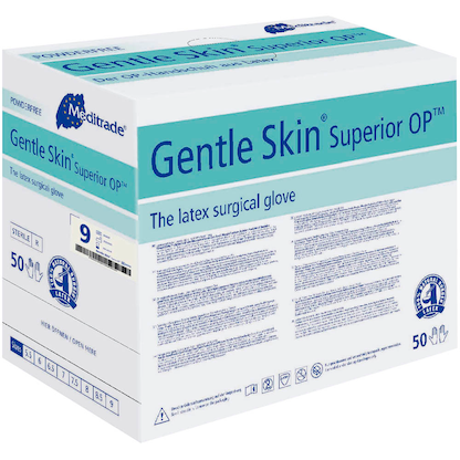 Artikelbild für Meditrade® unisex OP-Handschuhe Gentle Skin® Superior OP™ weiß Größe 9, 50 St., Artikelnummer 243119
