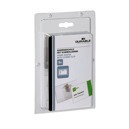 Artikelbild 2 für DURABLE Namensschilder mit Kombiklemme 9,0 x 5,4 cm, 5 St., Artikelnummer 490466