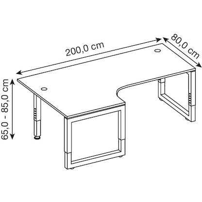 Artikelbild 2 für HAMMERBACHER RS82 höhenverstellbarer Schreibtisch lichtgrau L-Form, Kufen-Gestell grau 200,0 x 80,0 cm, Artikelnummer 865941