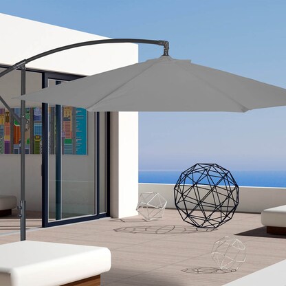 Artikelbild 3 für relaxdays Sonnenschirm rund, grau neigbar Ø 300,0 cm, 1 St., Artikelnummer 767794