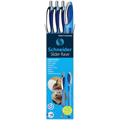 Artikelbild 2 für AKTION: Schneider Kugelschreiber Slider Rave XB hellblau/dunkelblau, Schreibfarbe: blau, 3 St. + GRATIS Schneider Kugelschreiber Slider Memo XB, Artikelnummer 888592