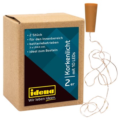 Artikelbild für Idena Korken LED Lichterketten gold 90,0 cm, 2 St., Artikelnummer 105146
