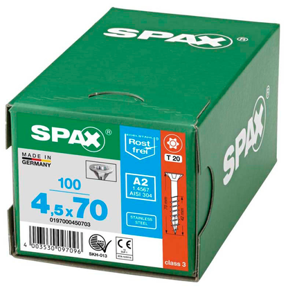 Artikelbild 9 für SPAX® Universalschrauben T20 Senkkopf Edelstahl A2 0197000450703 4,5 mm x 70 mm, 100 St., Artikelnummer 394856