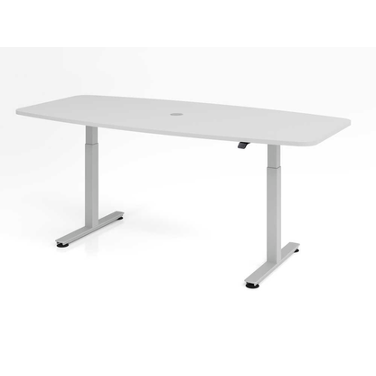 Artikelbild für HAMMERBACHER Konferenztisch XMST22 lichtgrau Tonnenform, T-Fuß-Gestell silber, 220,0 x 83,0/103,0 x 71,0 - 120,0 cm, Artikelnummer 496063