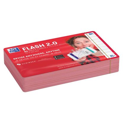 Artikelbild 3 für OXFORD Karteikarten FLASH 2.0 DIN A7 weiß, rot liniert, 80 St., Artikelnummer 371516