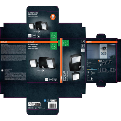 Artikelbild 6 für OSRAM LED-Außenleuchte mit Dämmerungssensor und Bewegungsmelder Battery LED Spotlight Double, schwarz 10 W, 1 St., Artikelnummer 710198