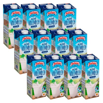 Artikelbild für Hofgut H-Vollmilch Milch 3,5 % 12x 1,0 l, Artikelnummer 545364