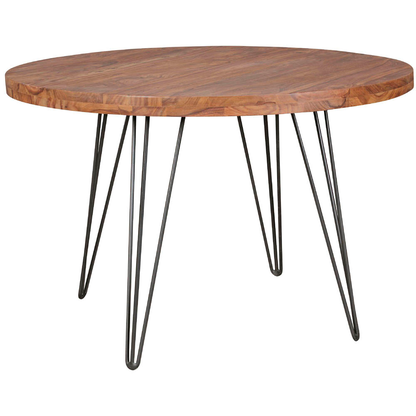 Artikelbild für WOHNLING Esstisch sheesham rund, Haarnadelbeine schwarz, 120,0 x 120,0 x 78,0 cm, Artikelnummer 906047
