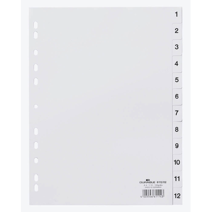 Artikelbild 2 für DURABLE Ordnerregister DIN A4 Vollformat 1-12 weiß 12-teilig, 1 Satz, Artikelnummer 433359