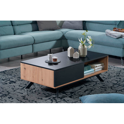 Artikelbild 8 für WOHNLING Couchtisch rechteckig MDF-Platte schwarz, eiche 60,0 x 110,0 x 38,0 cm, 1 St., Artikelnummer 166187