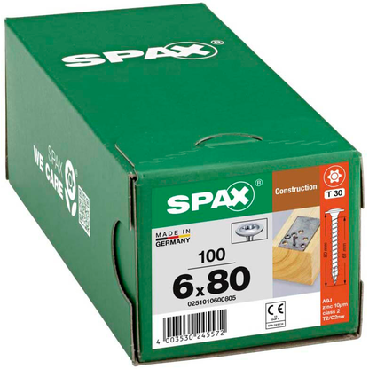 Artikelbild 2 für SPAX® Holzbauschrauben T30 Tellerkopf WIROX 0251010600805 6 mm x 80 mm, 100 St., Artikelnummer 397249