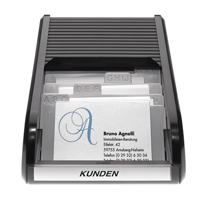 Artikelbild 3 für helit Visitenkartenbox schwarz/schwarz, für bis zu 300 Visitenkarten, Artikelnummer 138230