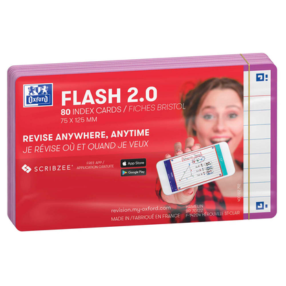 Artikelbild 2 für OXFORD Karteikarten FLASH 2.0 DIN A7 weiß, lila liniert, 80 St., Artikelnummer 371488