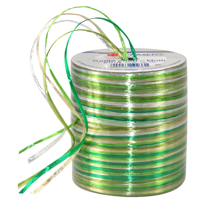Artikelbild für PRÄSENT Geschenkband Raffia glänzend grün/hellgrün/weiß 3,0 mm x 50,0 m, Artikelnummer 536324