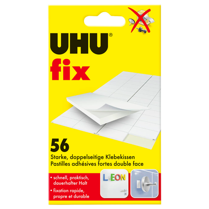 Artikelbild für UHU doppelseitige Klebepads für max. 300,0 g, 1,2 x 1,8 cm, 56 St., Artikelnummer 907889