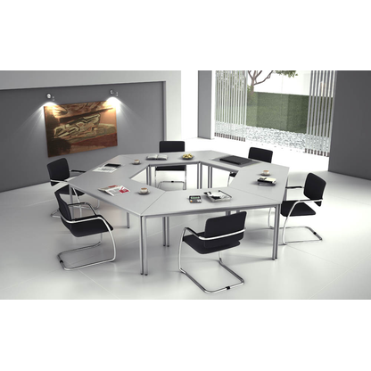 Artikelbild 4 für HAMMERBACHER Konferenztisch lichtgrau Trapezform, Vierkantrohr grau, 160,0 x 69,3 x 72,0 cm, Artikelnummer 528927