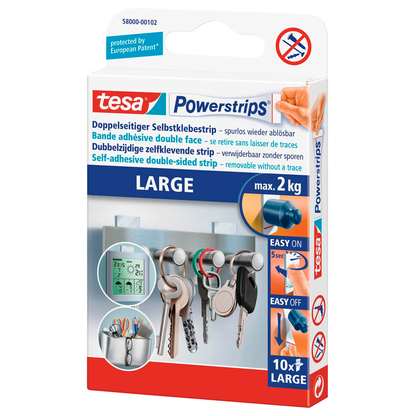 Artikelbild 2 für tesa Powerstrips LARGE Klebestreifen für max. 2,0 kg, 2,0 x 5,0 cm, 10 St., Artikelnummer 569871