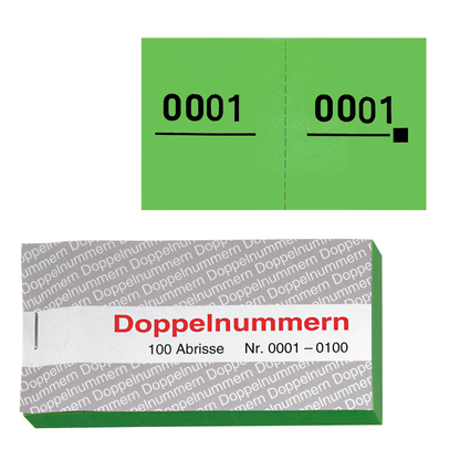 Artikelbild für WOLF & APPENZELLER Doppelnummernblöcke 0001-0100, 0101-0200, 0201-0300, 0301-0400, 0401-0500, grün, 5 Blöcke, Artikelnummer 241414