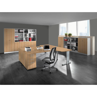 Artikelbild 5 für HAMMERBACHER Regalschrank Prokura, V7300/W/E/RE weiß, eiche 80,0 x 42,0 x 200,4 cm, 1 St., Artikelnummer 637905