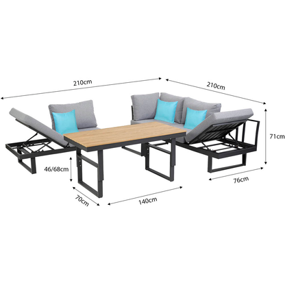 Artikelbild 7 für greemotion Loungegruppe San Jose grau, anthrazit Holz, Metall, 13-teilig, Artikelnummer 422727