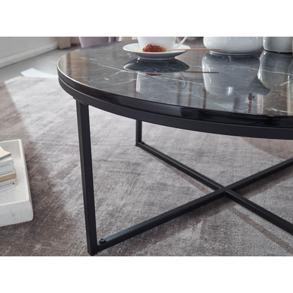 Artikelbild 6 für WOHNLING Couchtisch rund MDF-Platte marmor 80,0 x 80,0 x 36,0 cm, 1 St., Artikelnummer 439131