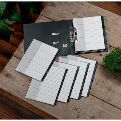 Artikelbild 3 für LEITZ Ordnerregister recycle 1208 DIN A4 Vollformat, Überbreite 1-10 schwarz 10-teilig, 1 Satz, Artikelnummer 304417