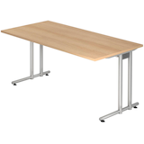 Artikelbild 1 für HAMMERBACHER NS16 Schreibtisch eiche rechteckig, C-Fuß-Gestell silber 160,0 x 80,0 cm, Artikelnummer 863771