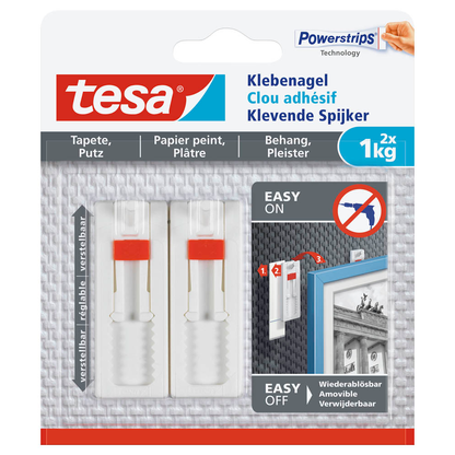 Artikelbild 2 für tesa Powerstrips Klebenägel für max. 1,0 kg, 2,4 x 6,4 cm, 2 St., Artikelnummer 398988