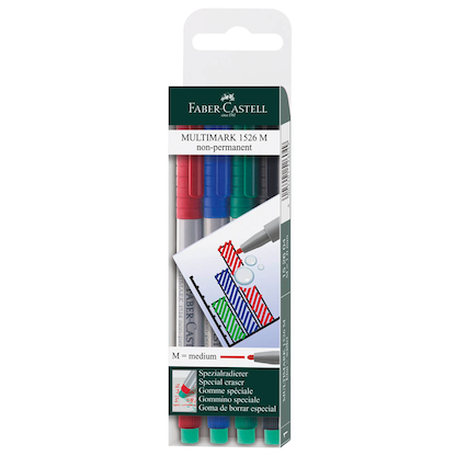 Artikelbild für FABER-CASTELL MULTIMARK Folienstifte-Set farbsortiert non-permanent, 4 St., Artikelnummer 749281