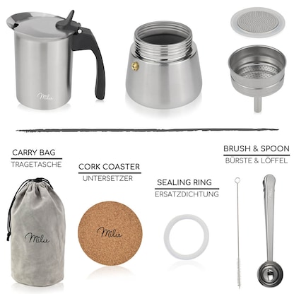 Artikelbild 6 für Milu Espressokocher silber, 6 Tassen, Artikelnummer 860085