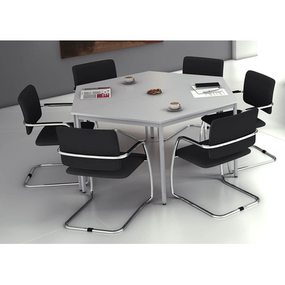 Artikelbild 6 für HAMMERBACHER Konferenztisch lichtgrau Trapezform, Vierkantrohr grau, 160,0 x 69,3 x 72,0 cm, Artikelnummer 528927