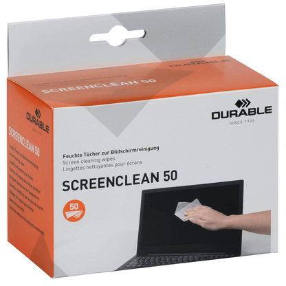 Artikelbild 3 für DURABLE Bildschirm-Reinigungstücher SCREENCLEAN 50 weiß, 50 Tücher, Artikelnummer 363449