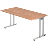 Artikelbild 1 für HAMMERBACHER NS16 Schreibtisch nussbaum rechteckig, C-Fuß-Gestell silber 160,0 x 80,0 cm, Artikelnummer 864417