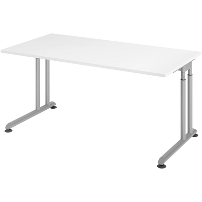 Artikelbild für HAMMERBACHER ZS16 höhenverstellbarer Schreibtisch weiß rechteckig, C-Fuß-Gestell silber 160,0 x 80,0 cm, Artikelnummer 992354