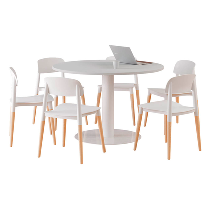 Artikelbild 3 für meet powered by PAPERFLOW Mehrzwecktisch weiß rund, Säulenfuß weiß, 115,0 x 115,0 x 75,0 cm, Artikelnummer 578183