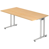 Artikelbild 1 für HAMMERBACHER Prokura Schreibtisch ahorn rechteckig, C-Fuß-Gestell silber 160,0 x 80,0 cm, Artikelnummer 181222