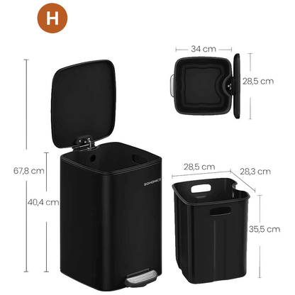 Artikelbild 2 für SONGMICS Mülleimer 20,0 l schwarz, 1 St., Artikelnummer 760419